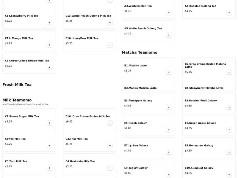 Tea Momo Menu