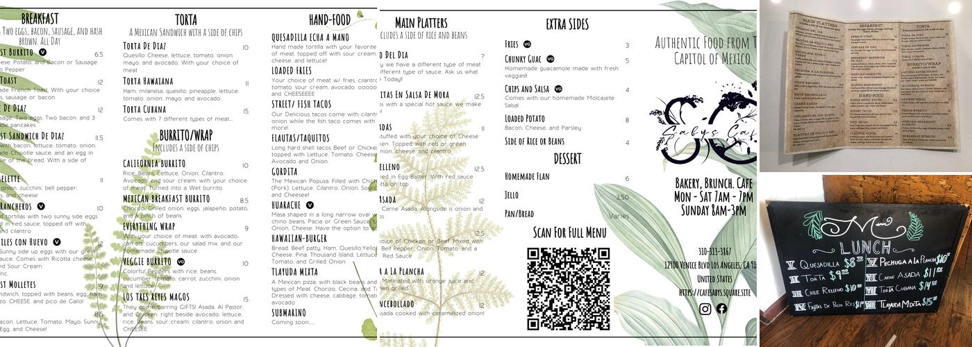 Saby's Coffee & Kitchen Menu