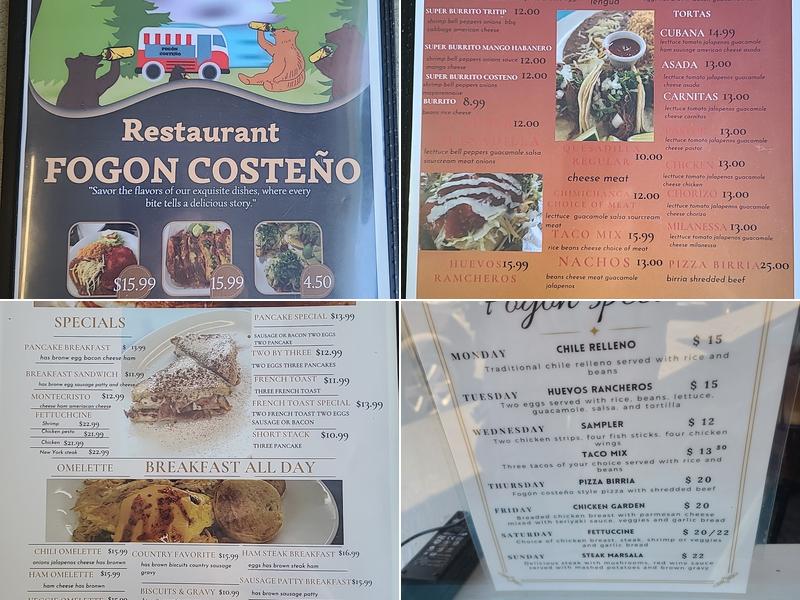 Fogón Costeño Menu
