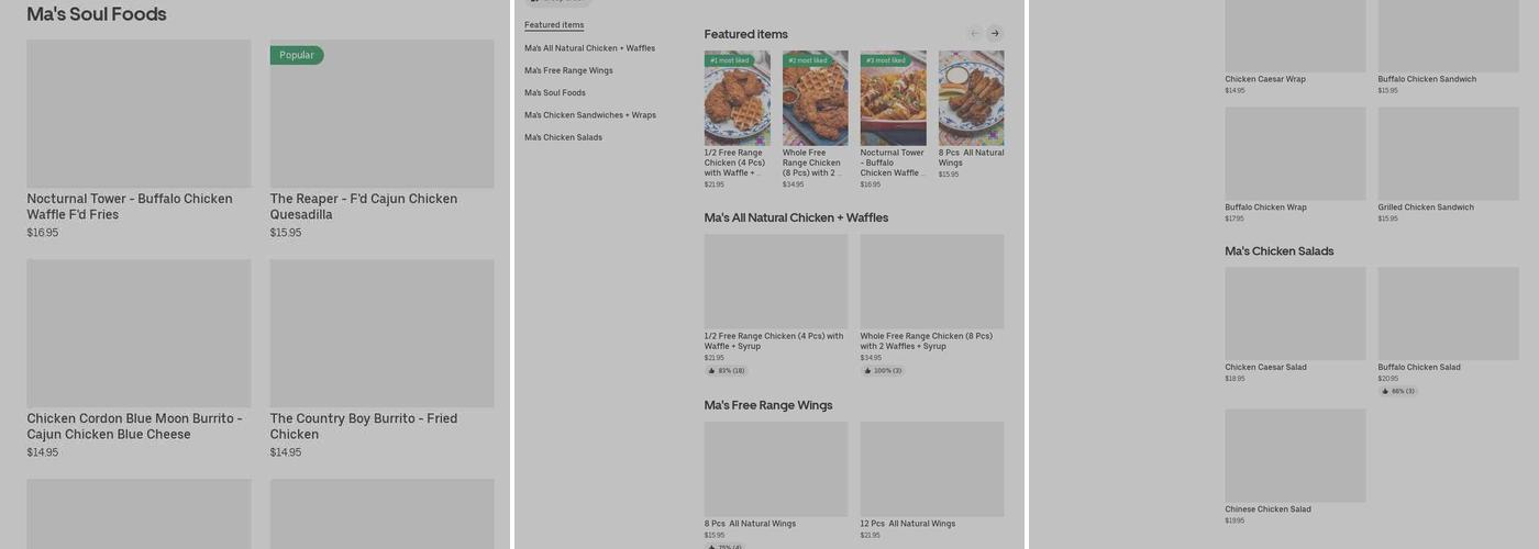 Ma Soul's Chicken and Waffles Menu
