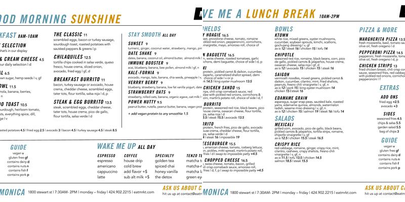 MRKT Santa Monica Menu