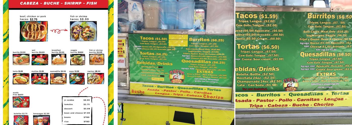 Tacos Super Gallito Menu