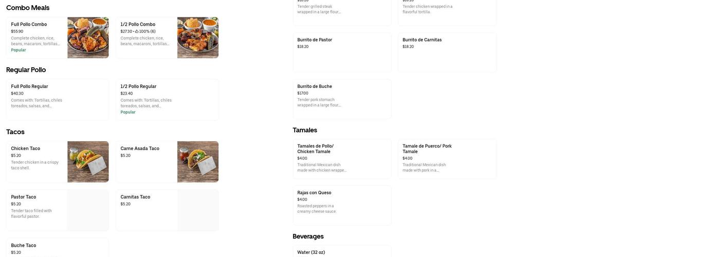 Pollos el barbón Menu