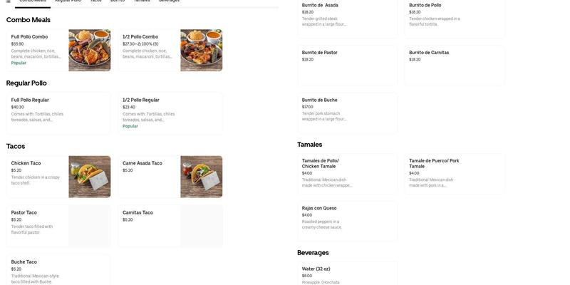 Pollos el barbón Menu