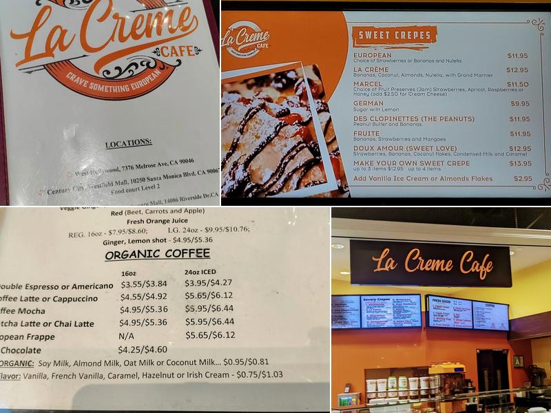 La Creme Cafe Menu