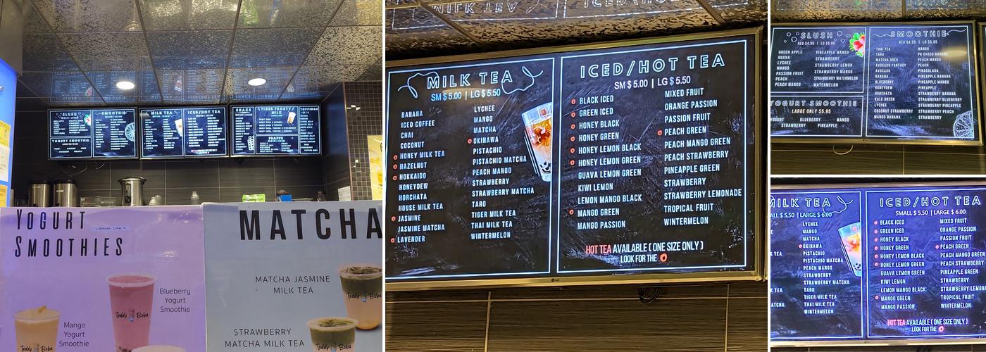 Teddy Boba Menu