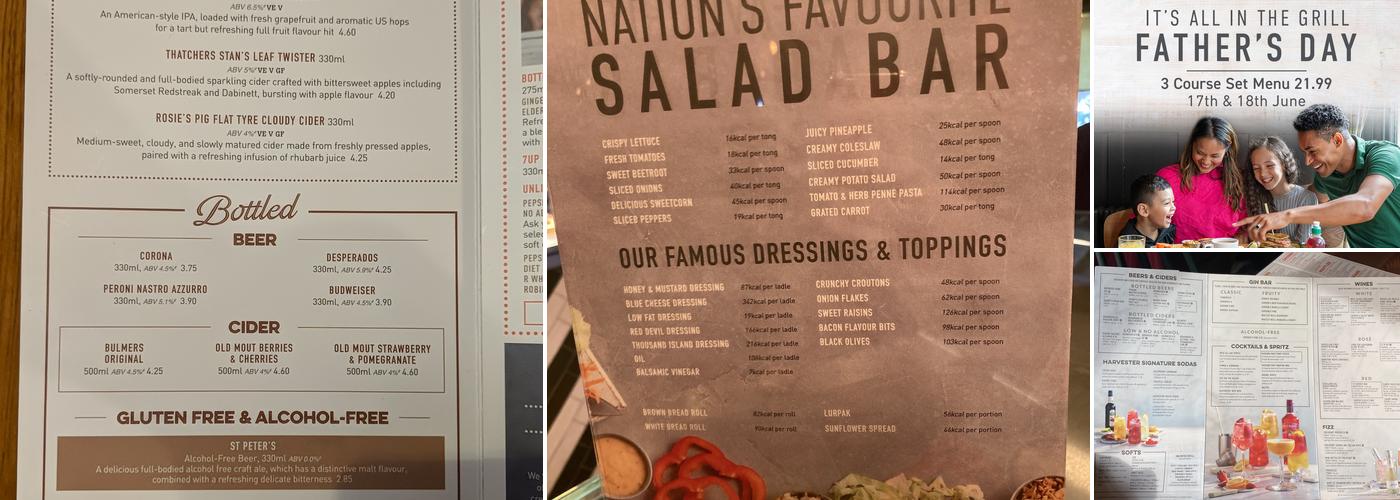 Harvester Wheatsheaf Loughborough Menu