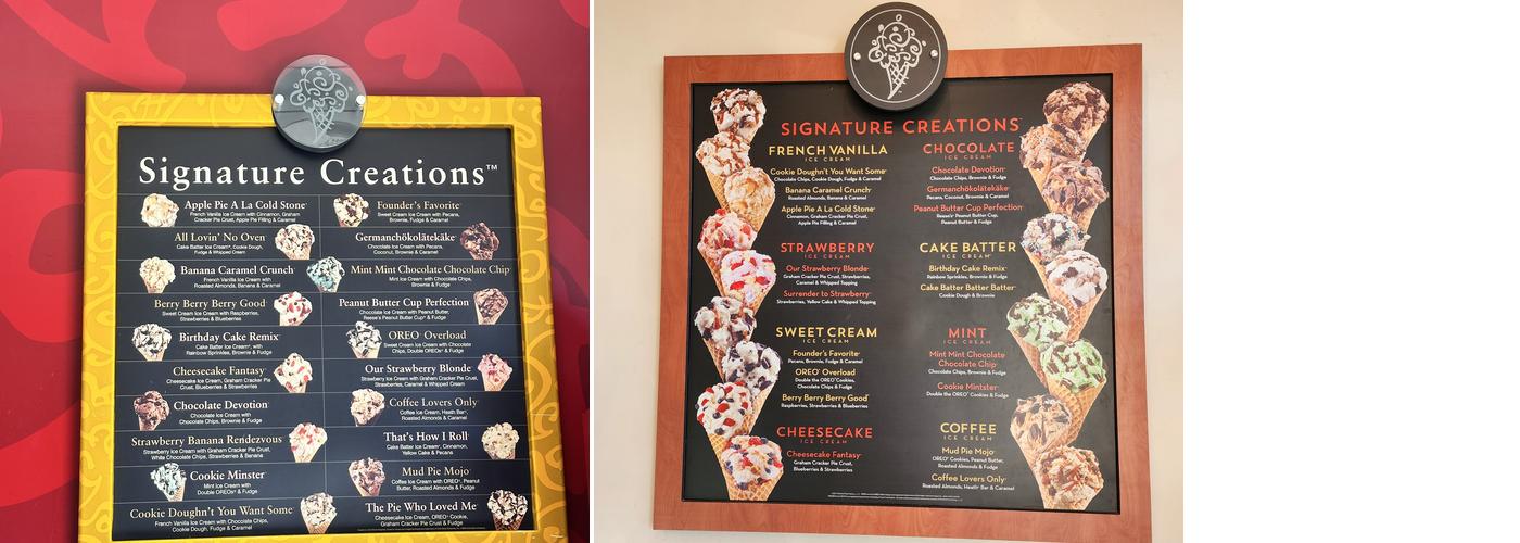 Cold Stone Creamery Menu
