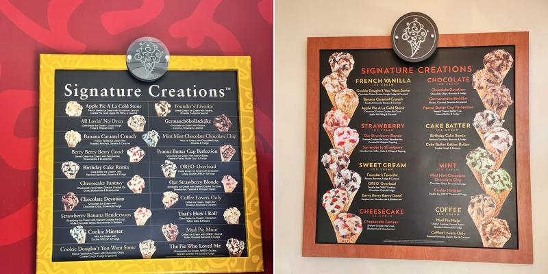 Cold Stone Creamery Menu