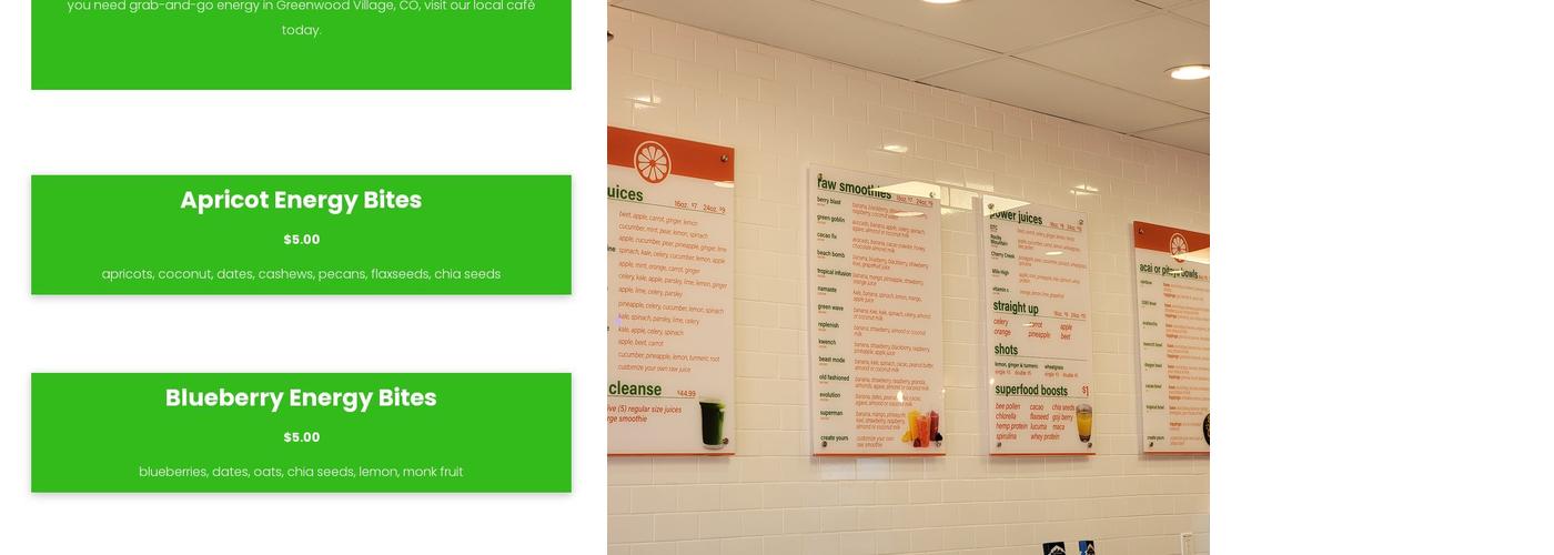 Kwench Juice Cafe Denver Menu