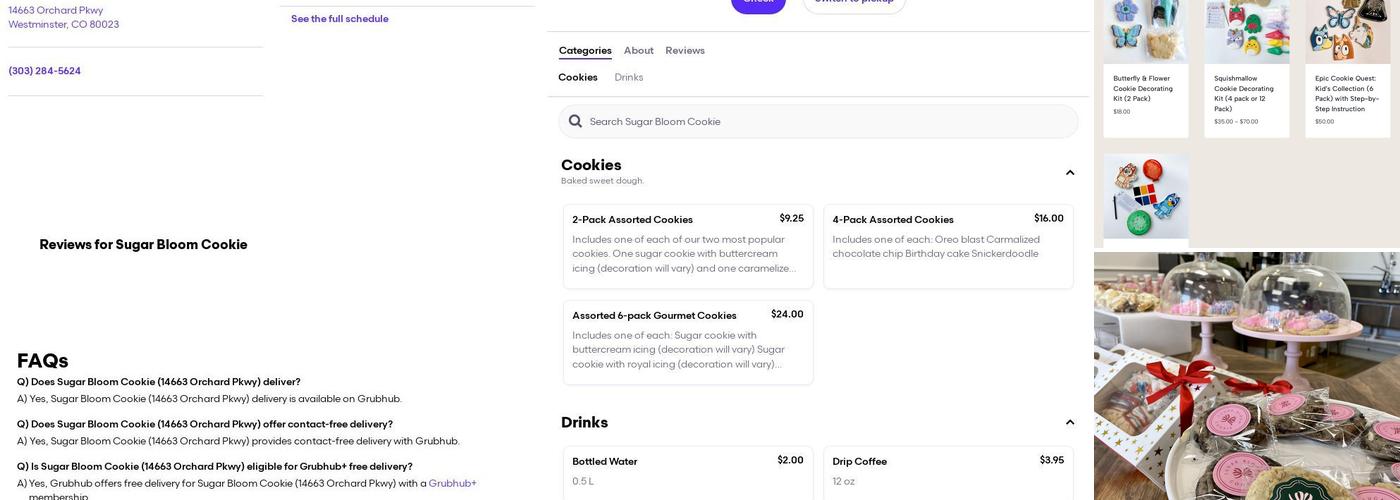 Sugar Bloom Cookie Menu