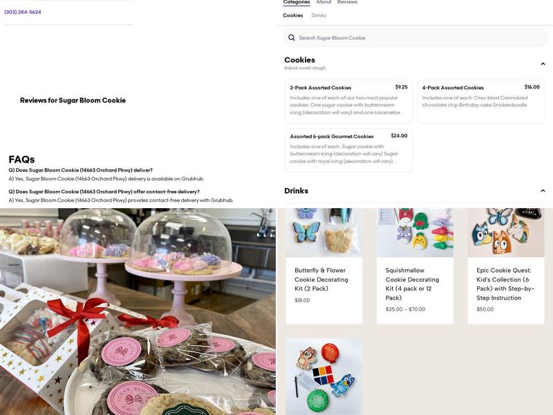 Sugar Bloom Cookie Menu