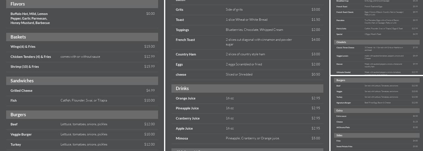 Signature Lounge Menu