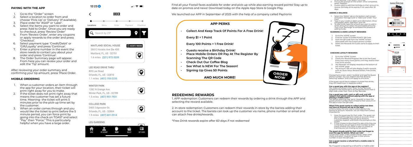 Foxtail Coffee - Milk District Menu