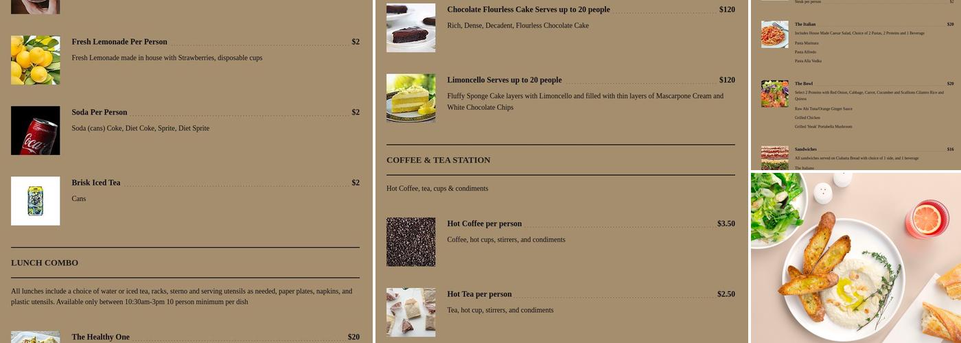 Black Tie Catering Menu