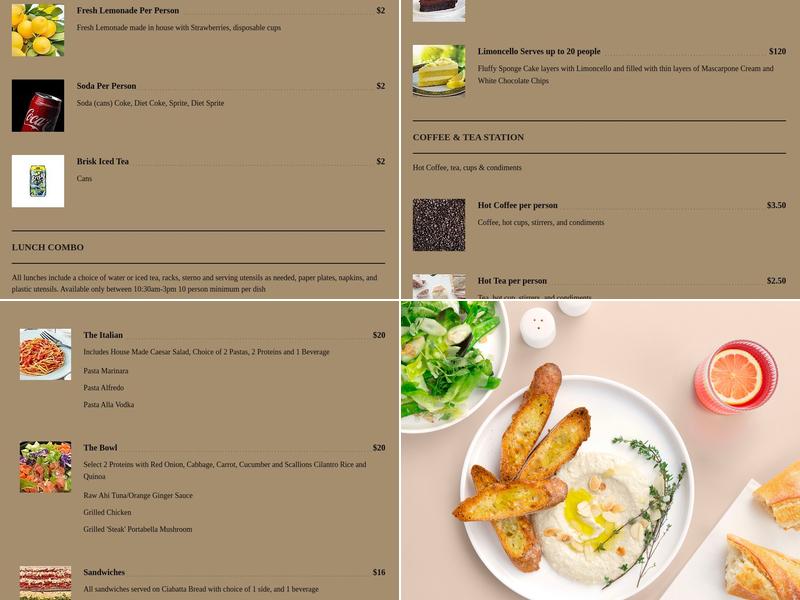 Black Tie Catering Menu