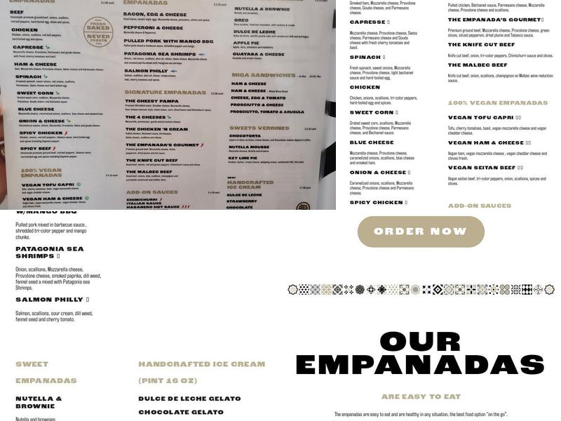 The Empanada's Aventura Menu