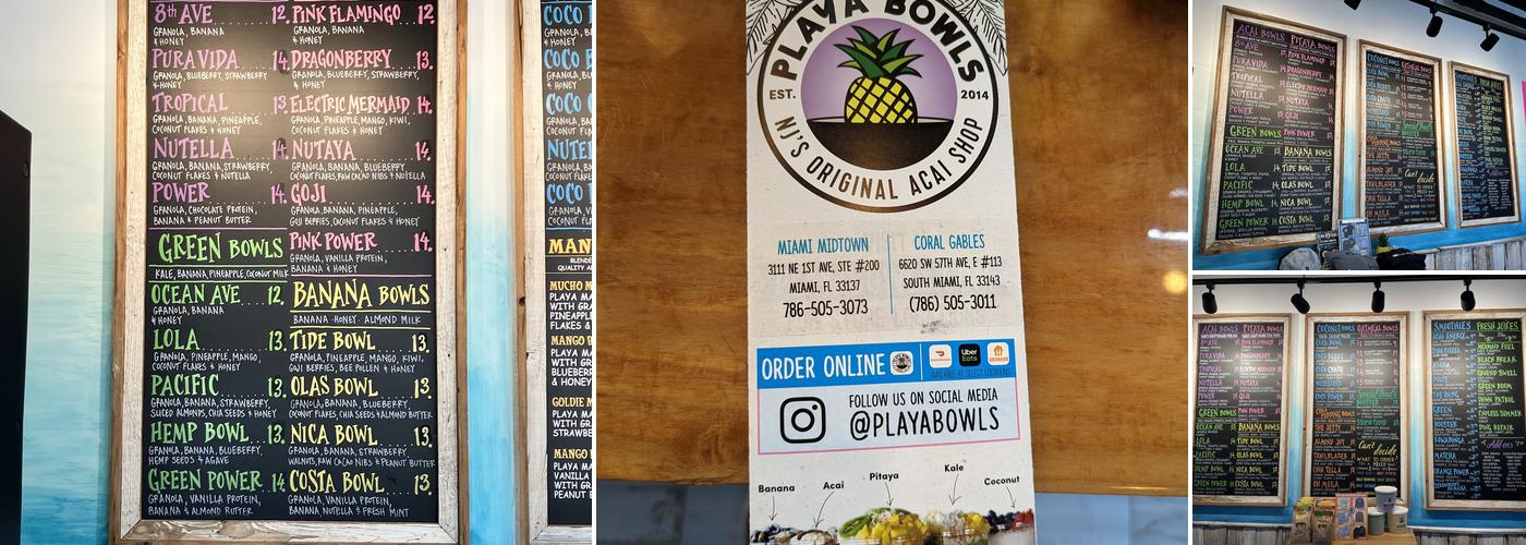 Playa Bowls Menu