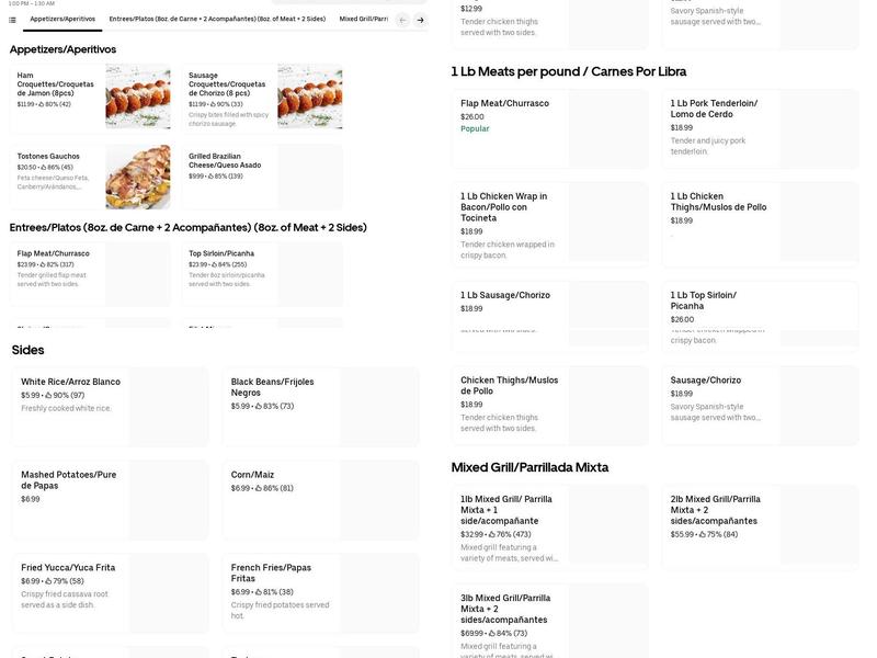 El Churrascaso Grill Wynwood Menu