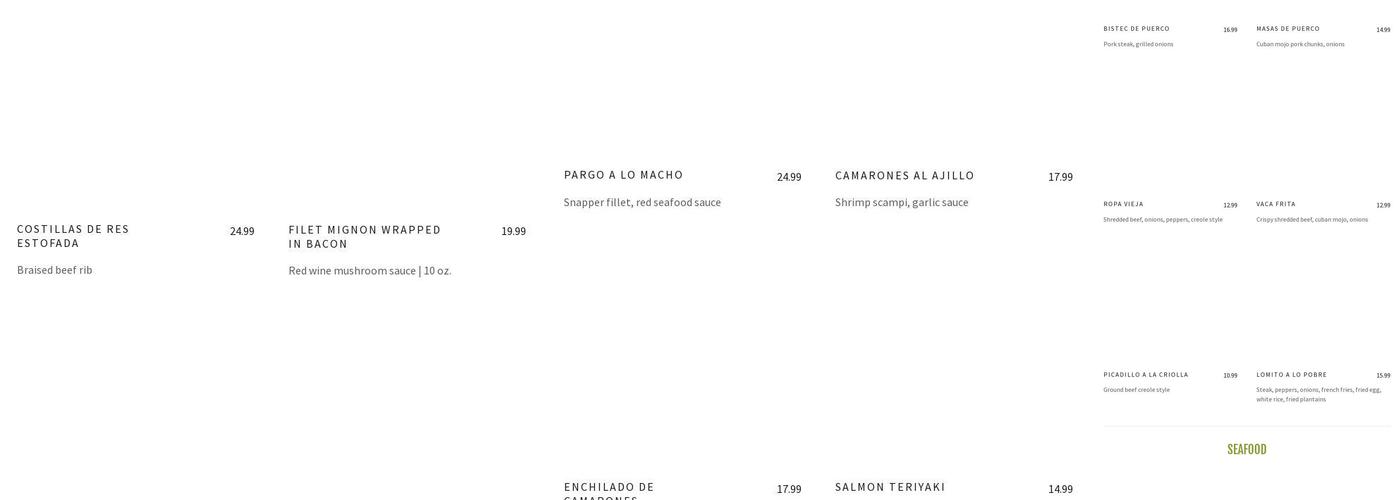 Guayaba Restaurant Latin Fusion - Goulds Menu