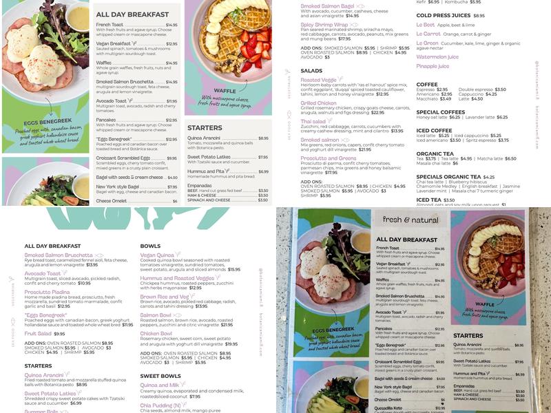 Botanica Miami Menu