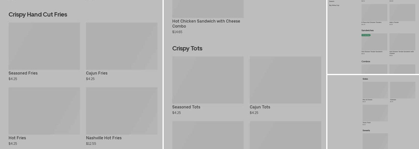 Too Good Tenders Menu