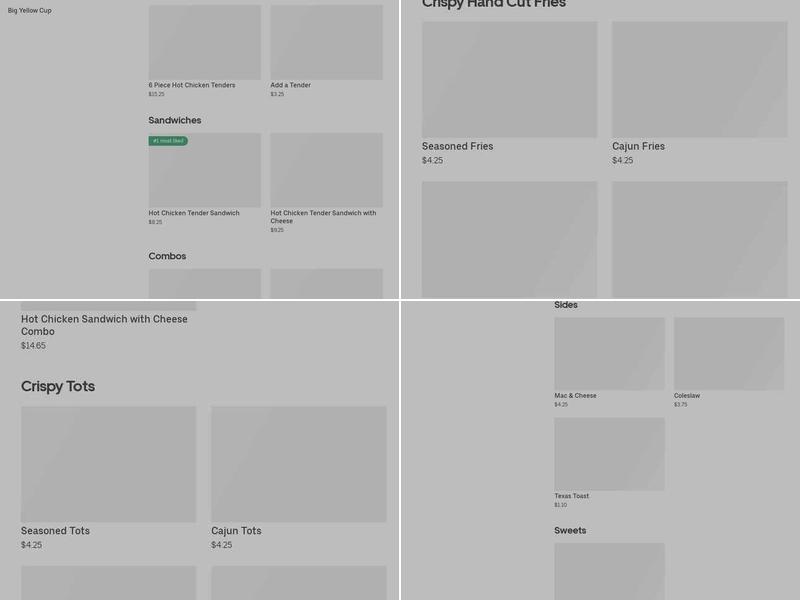 Too Good Tenders Menu