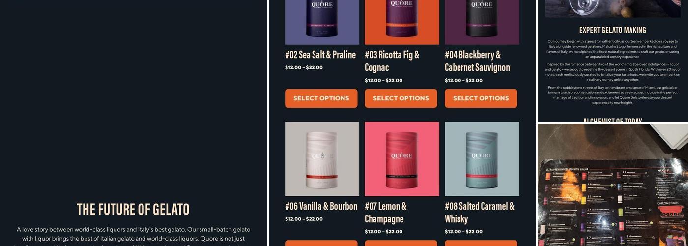 Quore Gelato Menu