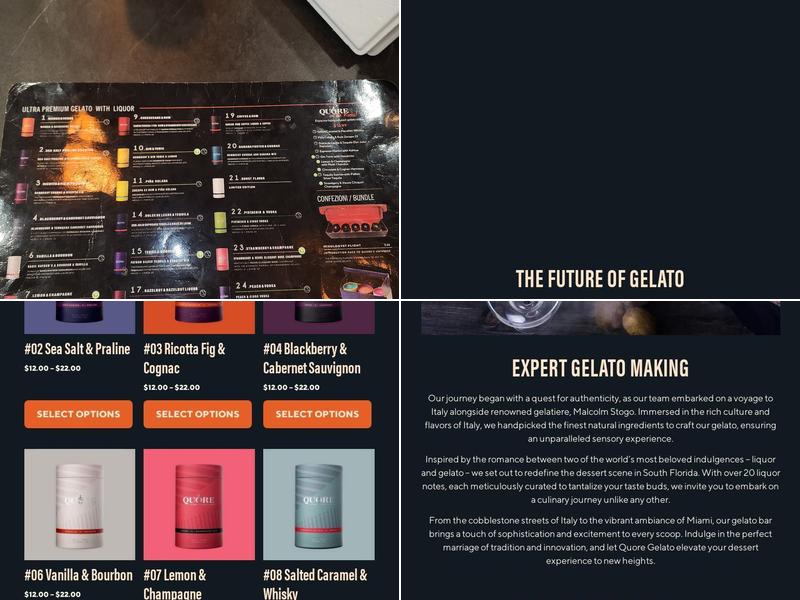 Quore Gelato Menu