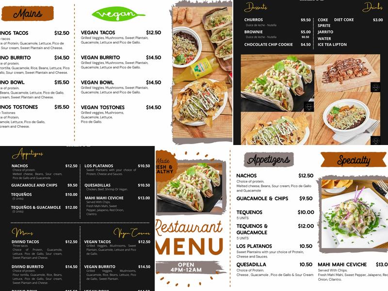 Divina Fusion Menu