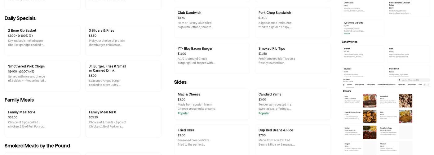 O' Taste & See BBQ Menu