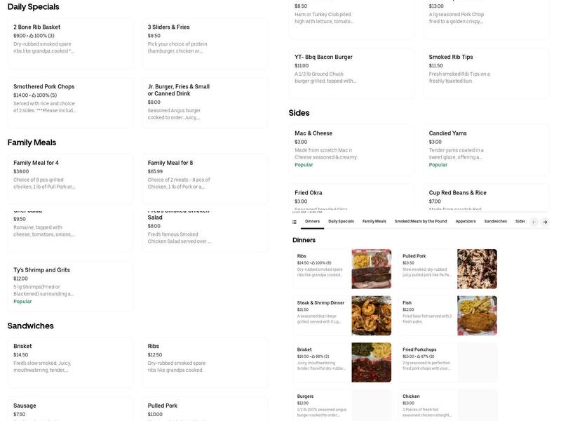 O' Taste & See BBQ Menu