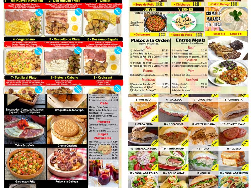Españoles en Miami Cafe & Restaurant Menu