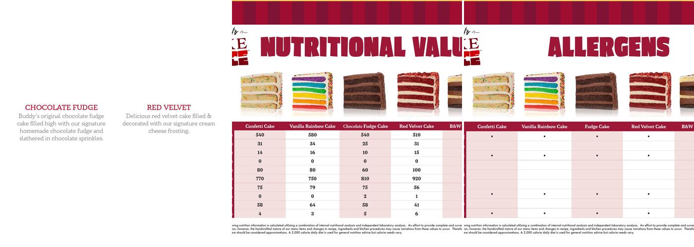 Buddy V's Cake Slice Menu