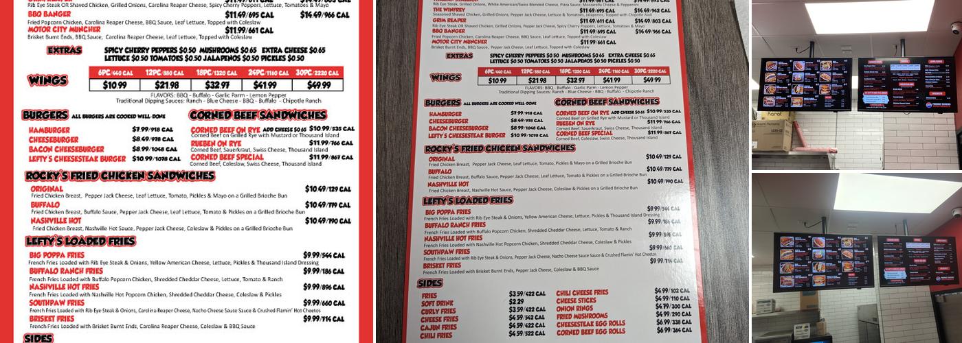 Lefty's Cheesesteaks, Burgers, and Wings Menu