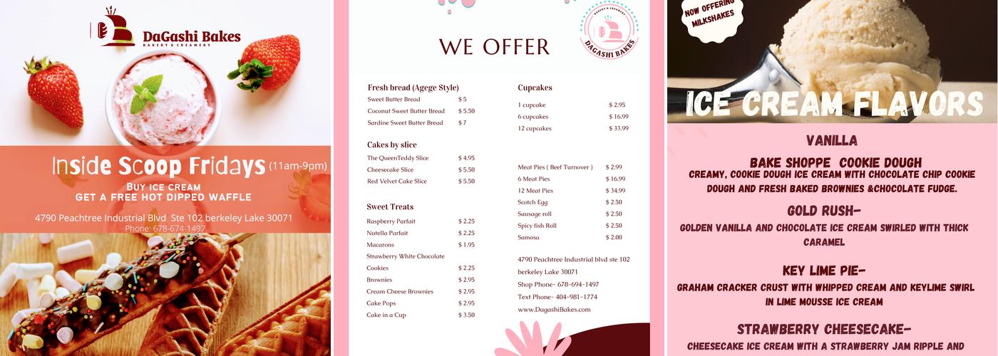 DaGashi Bakes Menu