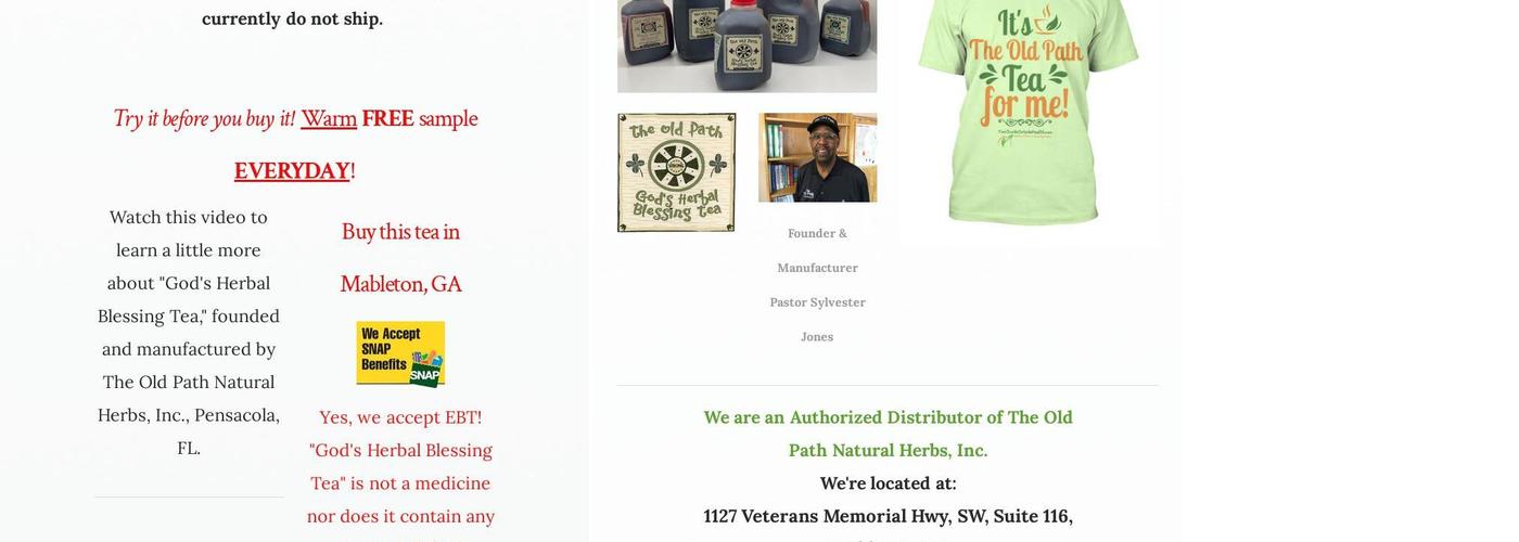 God's Herbal Blessing Tea Menu