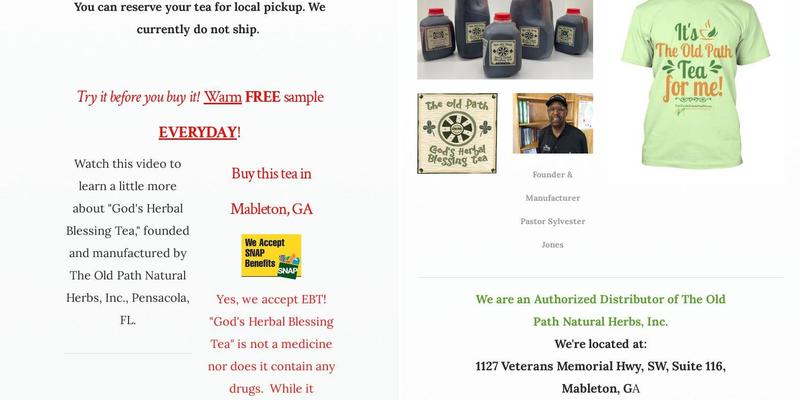 God's Herbal Blessing Tea Menu