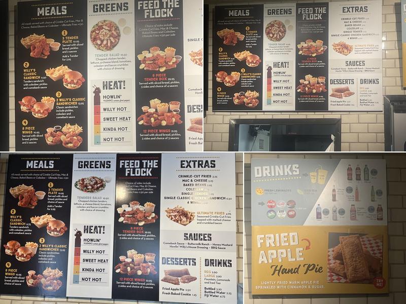 Howlin’ Willy’s Hot Chicken Menu
