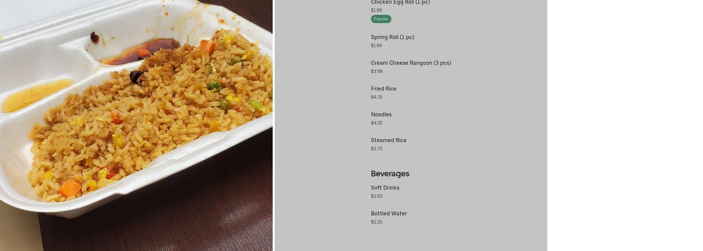 China Experience Menu