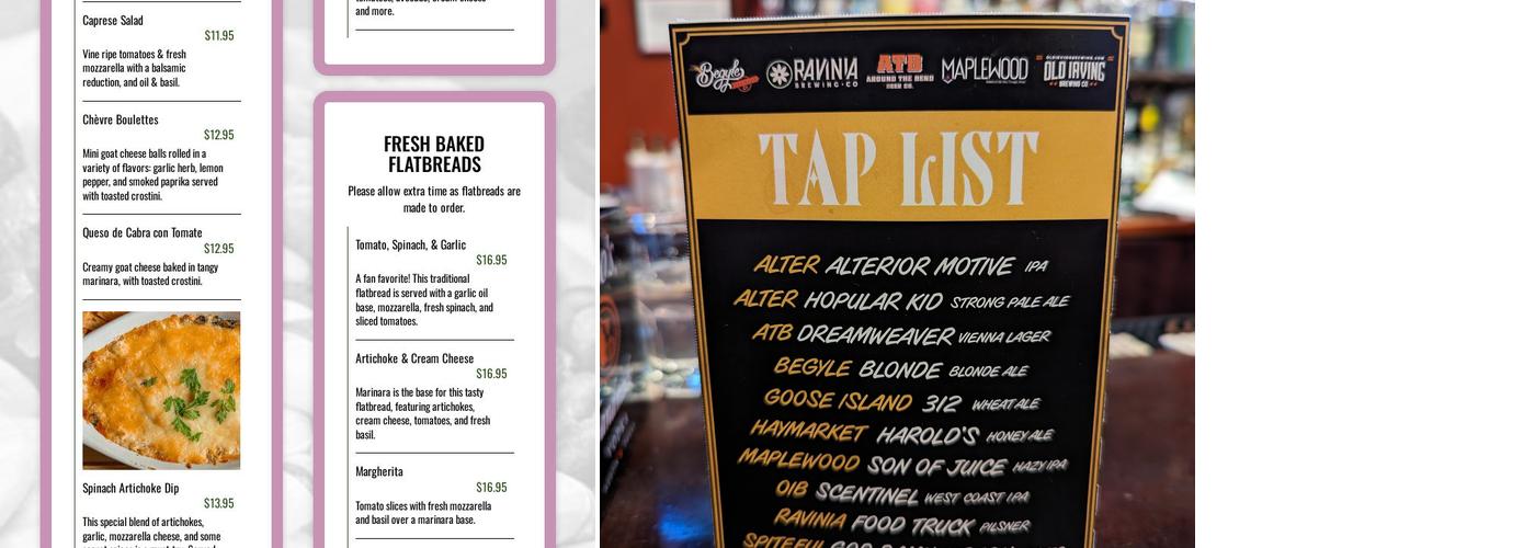 Olive Black Chicago Menu