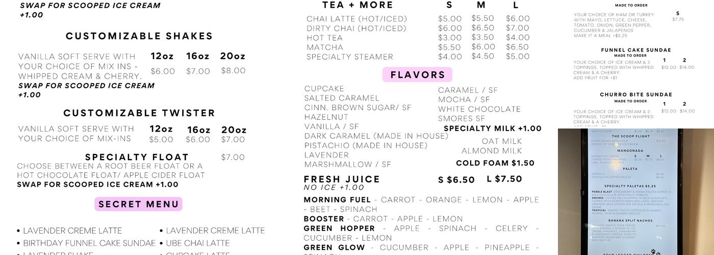 The Scoop Menu
