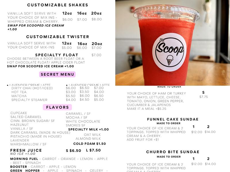 The Scoop Menu