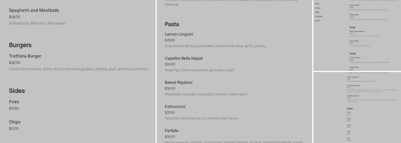 Trattoria Vittoria Menu