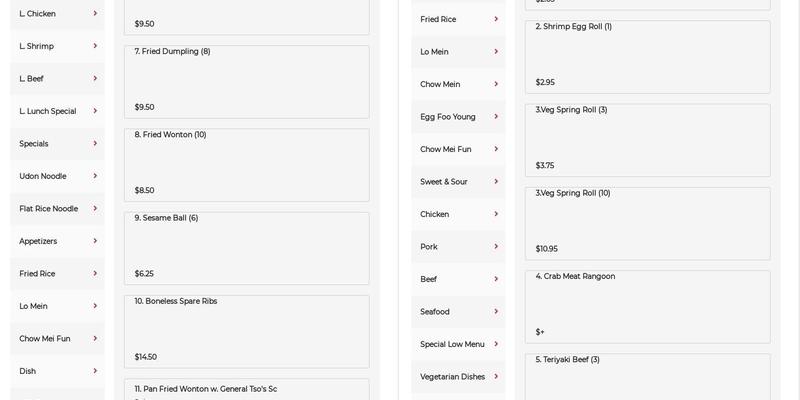 PANDA CHINESE RESTAURANT Menu