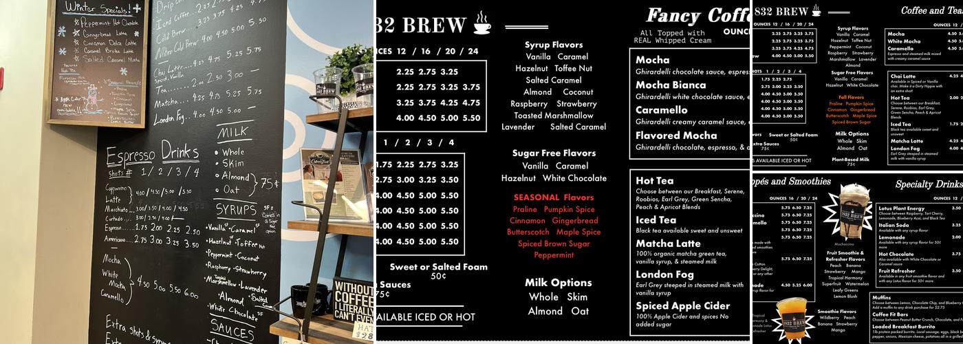 1832 Brew Espresso Bar Menu