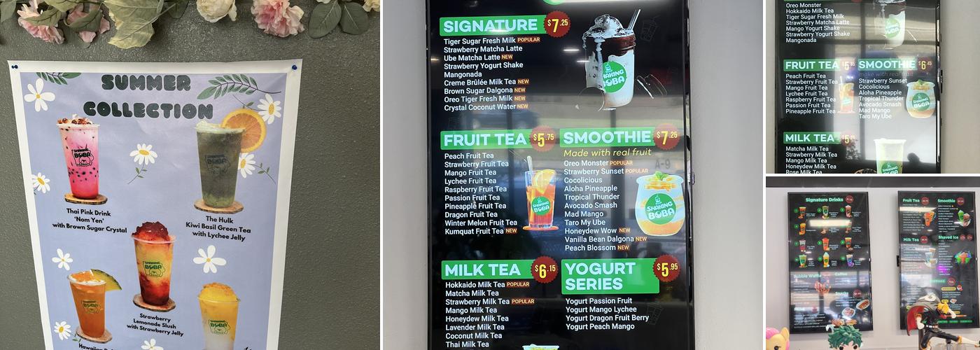 Shaking boba Menu