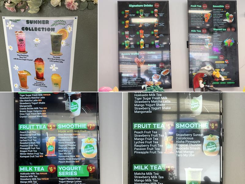 Shaking boba Menu