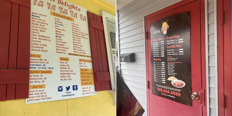 COOL Delights SNOWBALLS Menu