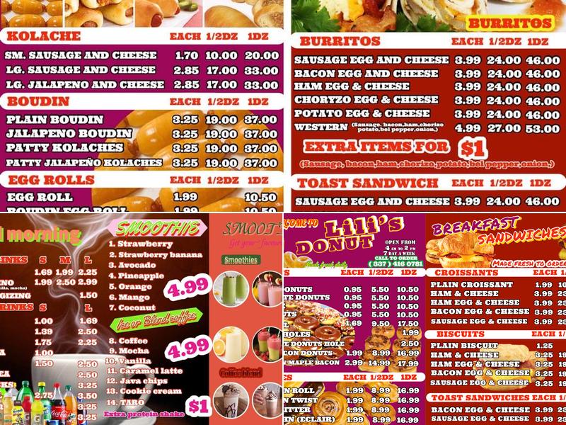 Lili's Donuts Menu
